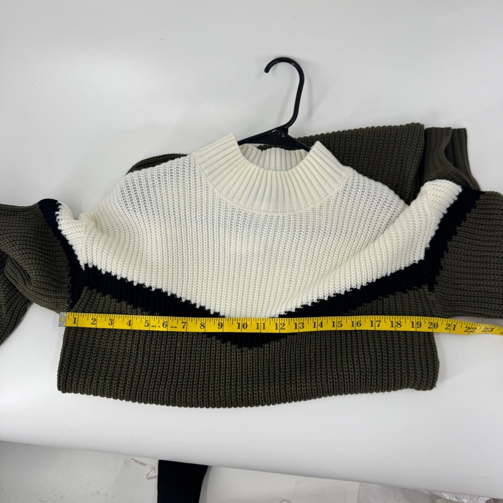 NWT VICI-Nordstrom Colorblock Mock Neck Knit Sweater Dress‎ Olive Cream Black XS - Picture 8 of 13